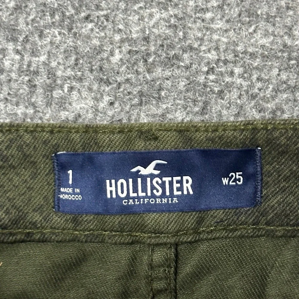 Hollister Mini Skirt Womens Size 25 Olive Green Snake Print Cotton Raw Hem Denim